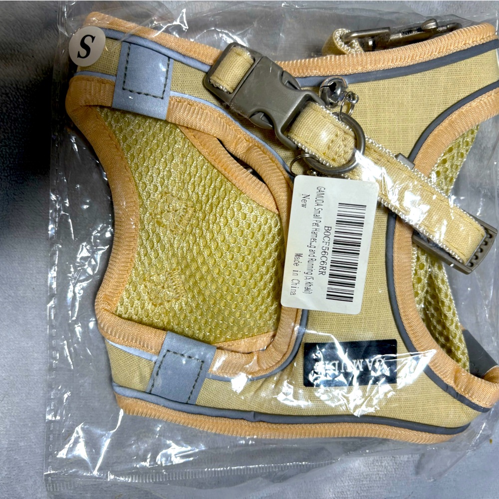 Tan and Gray Dog Harness